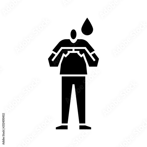 Shy Person Gesture glyph icon. Shy Gesture illustration.