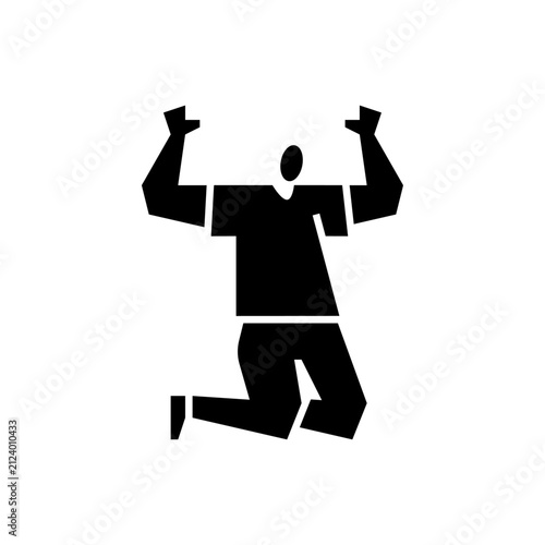 Surrender glyph icon. Raising Hands illustration.