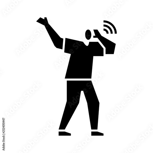Person Shouting glyph icon. Person Shouting Loudly illustration.
