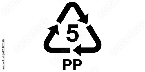 Quadro su tela PP 5 plastic recycling symbol with arrows on transparent background, industrial waste management concept