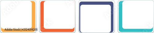Set of four colorful corner frame elements for modern graphic design