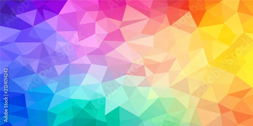 Vibrant colorful rainbow spectrum low poly geometric triangle background pattern for modern digital presentation