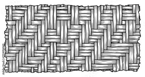 Obraz na plátně Woven basketry pattern with interlaced wood strips in vintage engraving style