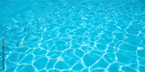 Obraz na plátne Crystal clear blue water in a swimming pool with captivating light reflections, showcasing the tranquility and refreshing purity of a perfect summer day