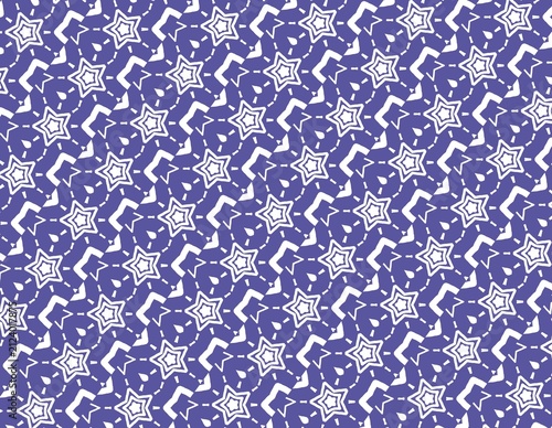 Patterned blue background with white star geometric shapes, suitable for wallpaper, textiles, and decorative design projects. Great for digital backgrounds.