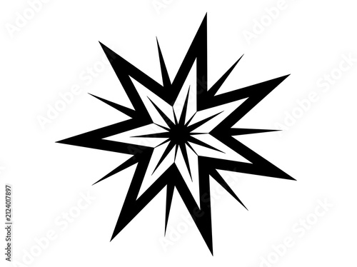 Black geometric starburst shape design