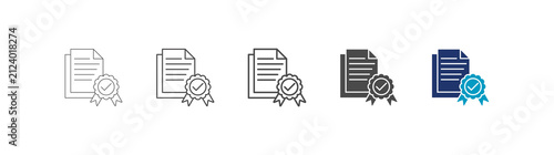 Foto certify icon set consisting of multiple styles vector illustration