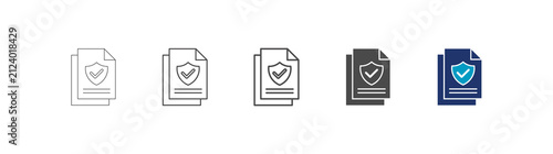 policy icon set consisting of multiple styles vector illustration. editable stroke