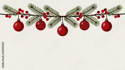 Weihnachtliche Illustration im Retro-Stil mit roten Kugeln