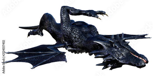 3D Rendering Fairy Tale Dragon on White