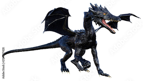 3D Rendering Fairy Tale Dragon on White