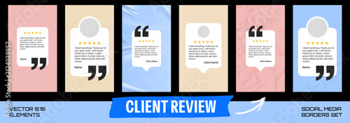 Fotografie Client review set of six quote cards with speech bubbles