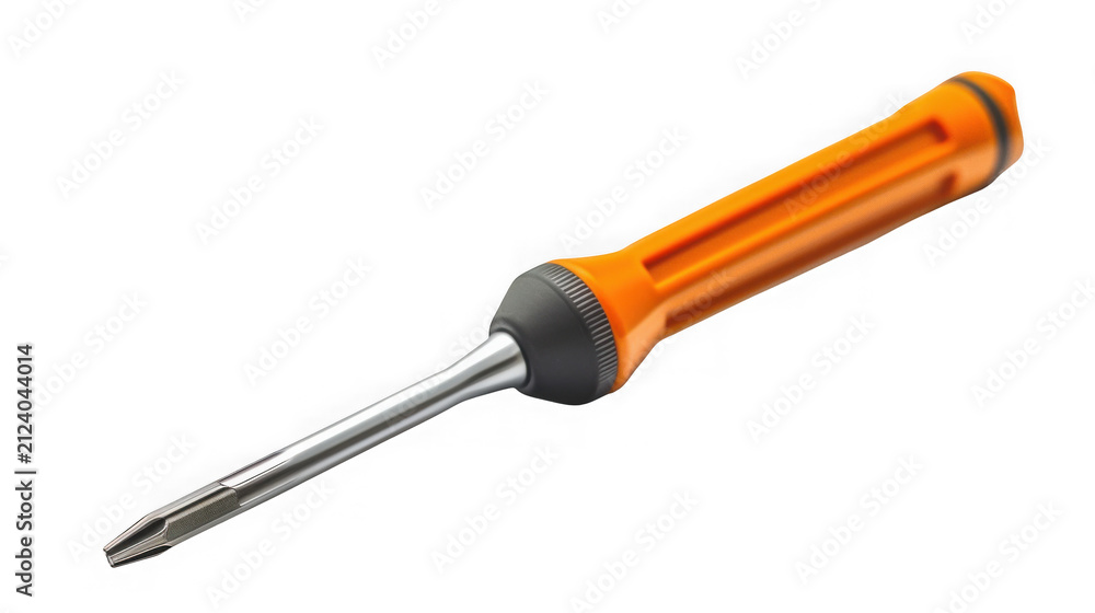 Fototapeta premium Precision screwdriver with ergonomic orange handle with hand tool on transparent background