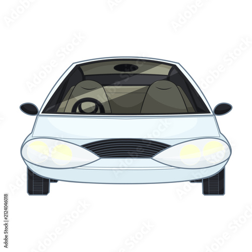 Front view vector illustration of a modern car, generic contemporary automobile
