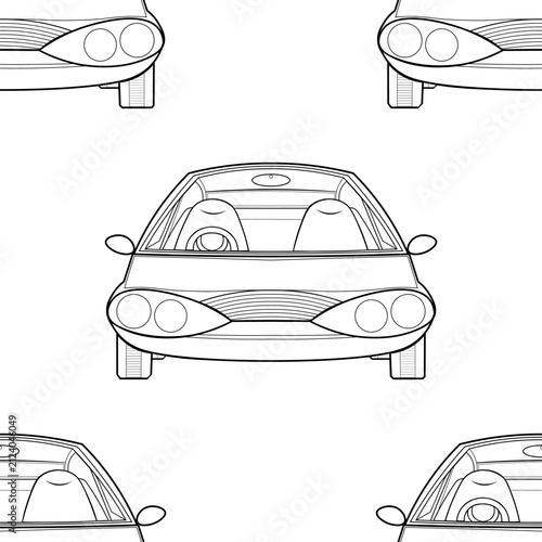seamless pattern coloring Front view vector illustration of a modern car, generic contemporary automobile