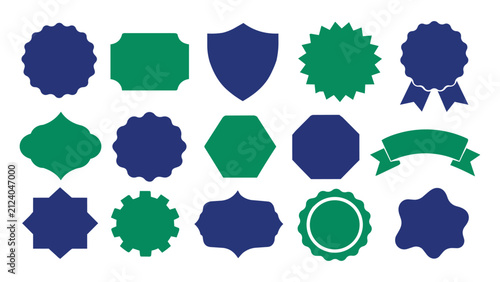 Set of blank badge and label shapes. Vector collection of sale stickers and promo tags.