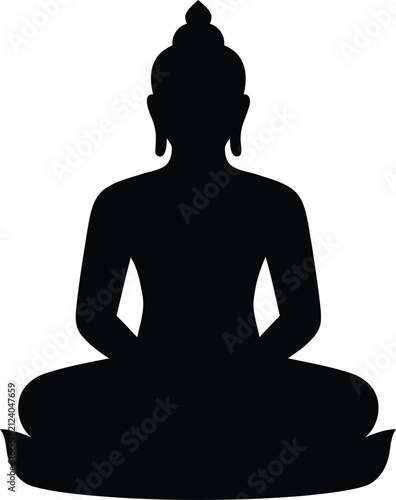 Buddha figure in lotus position silhouette vector illustration