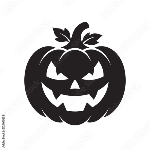Black Gothic silhouette of a Halloween pumpkin with a spooky face  