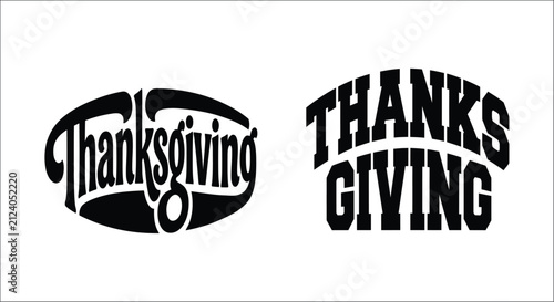 Obraz na plátne Thanksgiving lettering designs black silhouette typography on a white background