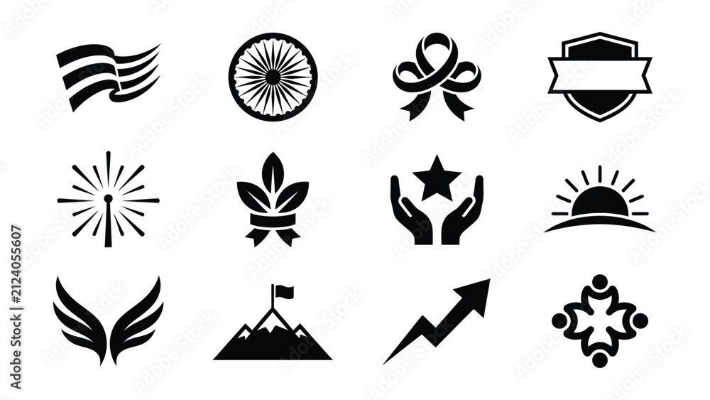 Fototapeta premium Black and white flag waving icon design