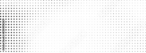 Minimalist halftone square pattern, black and white geometric gradient background, modern abstract vector texture for web banners and print