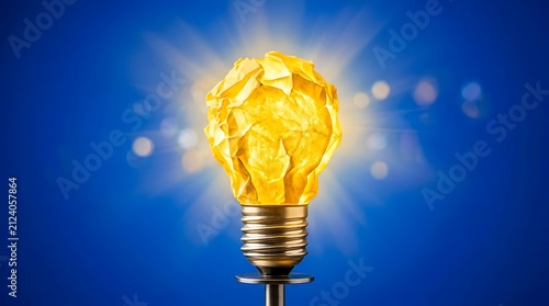 Bright glowing light bulb with brain shape symbolizing innovation. Creative idea concept for business growth and smart solutions.