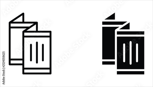 Brochure line icon set. Catalogue, booklet, magazine, letterhead, open book and other poly graph vector illustration. Isolated on white background.