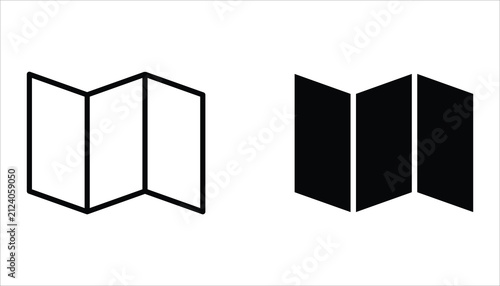 Brochure line icon set. For web design. Catalogue, flyer paper, booklet, magazine, letterhead, open book and other polygraph vector illustration.