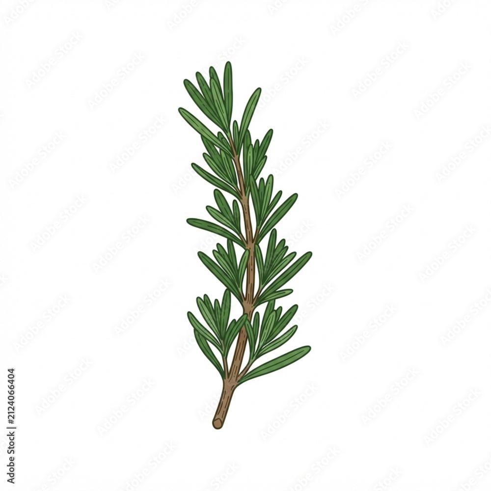Fototapeta premium Fresh rosemary sprig isolated on white. Green aromatic herb for cooking and seasoning.