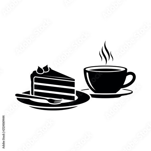 Slice of Chocolate Cake with Coffee Cup.