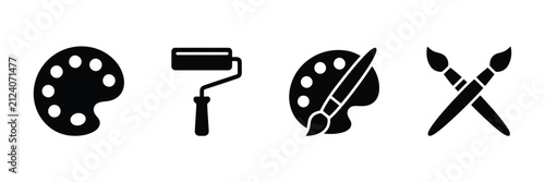 Artist Palette with Paint Brush Icon for Creative Art, Painting and Design Vector Illustration