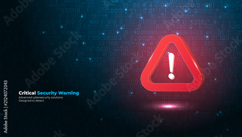 Fotografie Critical security warning banner advanced cybersecurity binary code technology b