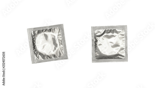 Принти на полотні Silver foil wrapped condom isolated PNG on transparent background, contraceptive