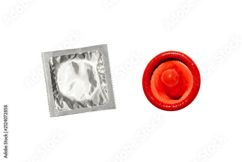 Принти на полотні Silver foil wrapped condom isolated PNG on transparent background, contraceptive