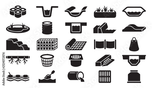 Foto Diverse collection of agricultural and water management irrigation icons