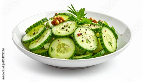 fresh sliced cucumber salad with herbs and black pepper