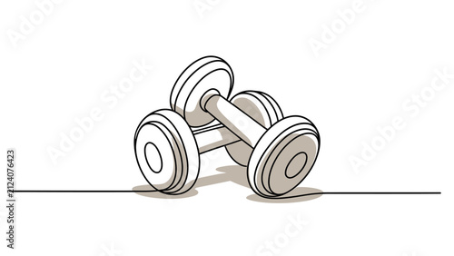 Quadro su tela Continuous single line drawing of two fitness dumbbells used for weightlifting a