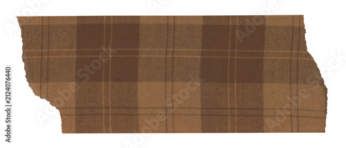 Scrapbook Tartan Plaid Washi Tape Isolated on Transparent Background. Brown autumn cottagecore sticker with pattern for journaling and collage design