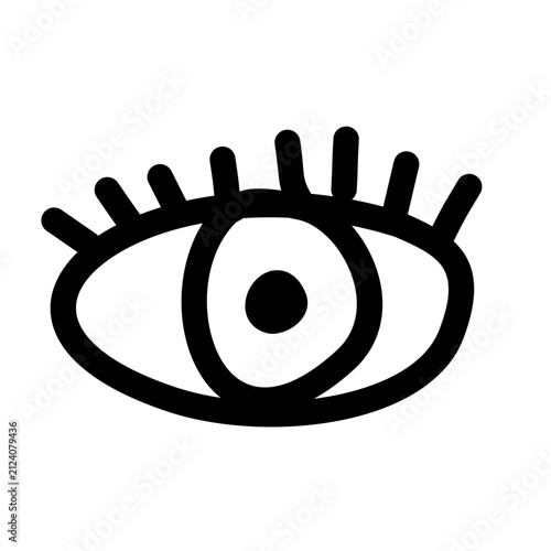 stylized human eye with eyelashes outline line art