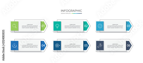 Presentation business infographic template with 6 options. Vector illustration.
