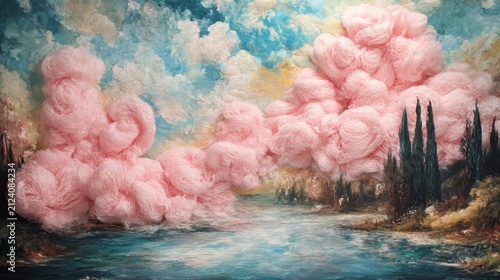 Pink Cotton Candy Artscape Resembling a Famous Painting