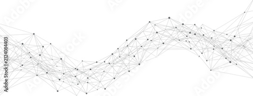 Bild auf Leinwand Abstract plexus network background, grey digital connection wave, futuristic tec