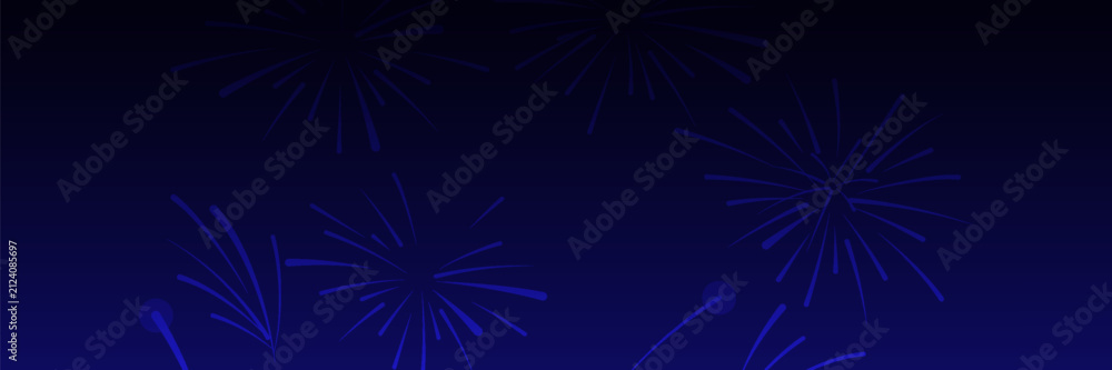 Obraz premium Abstract blue fireworks background. Festive firework for celebration