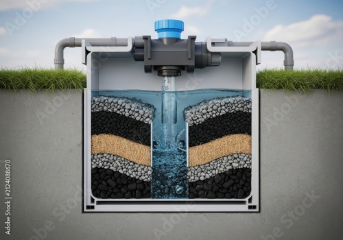 Water Filtration System Cutaway Detailed Diagram
