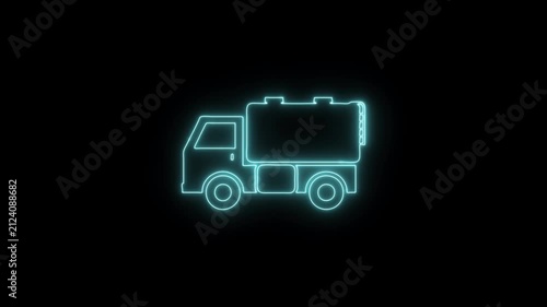 Truck neon icon 4K video animation	