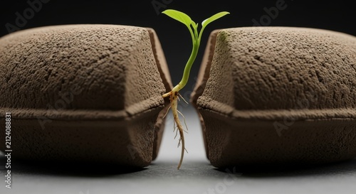 Young Sprout Pushing Through Seedling Tray