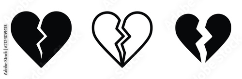 Bild auf Leinwand WebBroken heart vector icon set