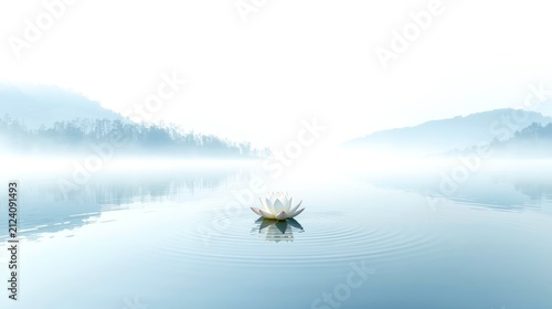 Mist wraps hills in soft blue haze