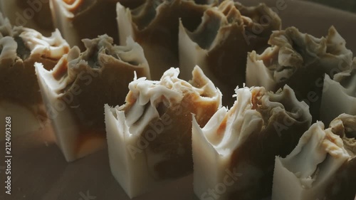 neutral top-down arrangement handmade eco natural soap.