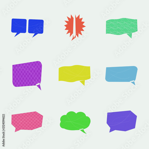 Set of colorful speech bubble icons in a cheerful arrangement